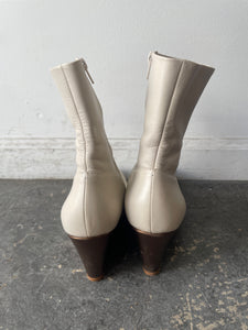 Rachel Comey White Leather Wedge Booties Size 7