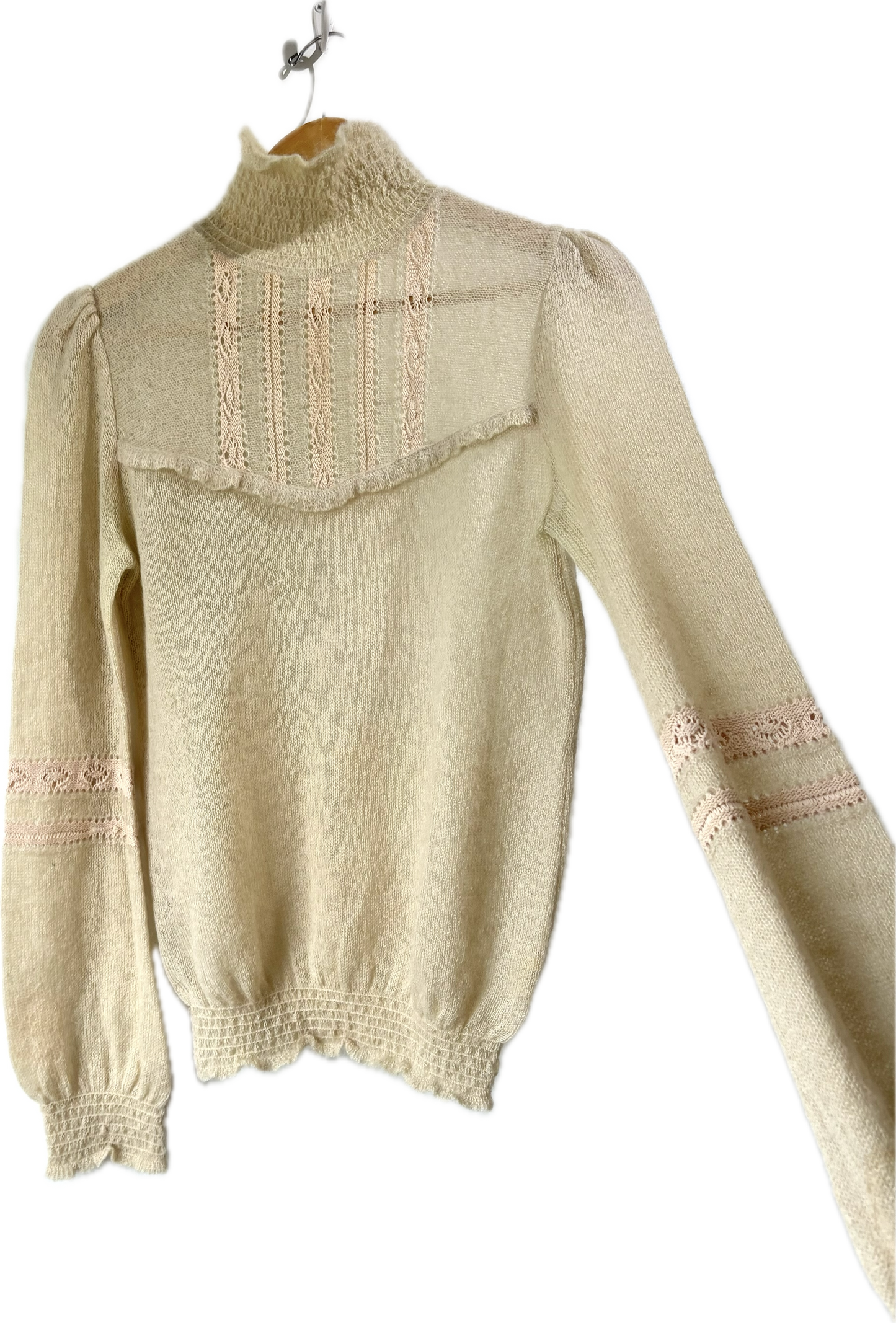 Vintage Vanessa Bruno Pink Mohair Ruffle Sweater - The Curatorial Dept.