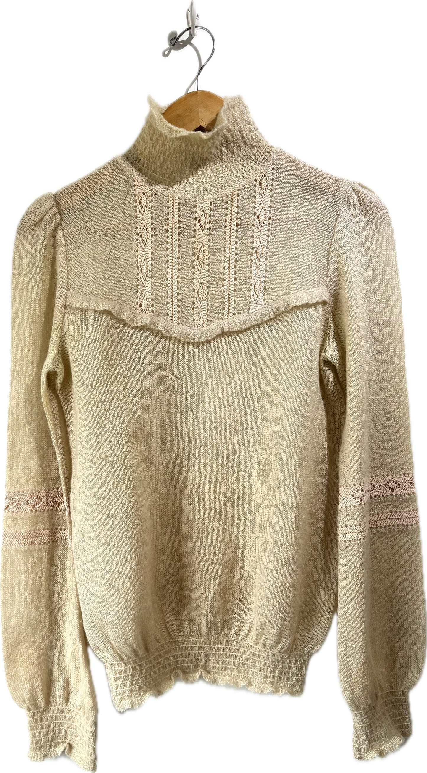 Vintage Vanessa Bruno Pink Mohair Ruffle Sweater - The Curatorial Dept.