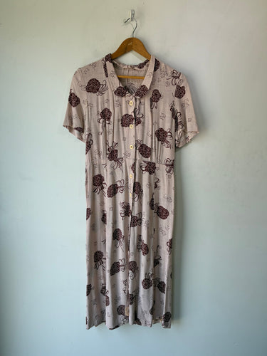 Vintage 1940s Pink Linen Easter Dress