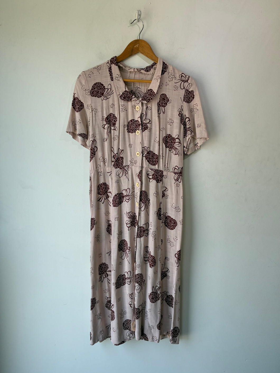 Vintage 1940s Pink Linen Easter Dress