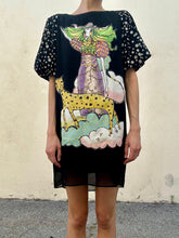 Tsumori Chisato Girl with Cheetah Black Silk Dress