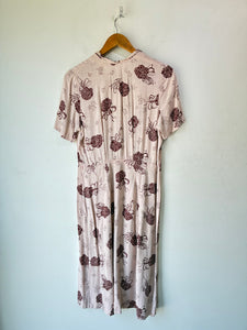 Vintage 1940s Pink Linen Easter Dress