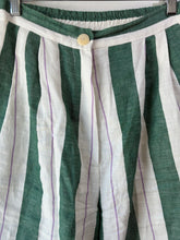 Ilana Kohn Green Stripe Linen Shorts