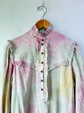 Raquel Allegra Pink and Green Tie Dye Ruffle Collar Dress