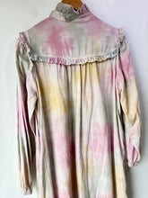 Raquel Allegra Pink and Green Tie Dye Ruffle Collar Dress