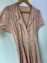 Vintage Pink Silk Flutter Sleeve Maxi Dress
