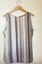 Flax Grey and White Striped Linen Top