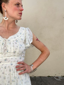 Vintage Gunne Sax White with Blue Floral Pattern Dress