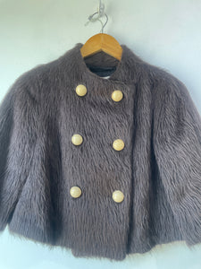 Philip Lim Brown Shaggy Fur Cropped Coat