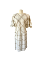 Issey Miyake Plantation White with Tan Grid Dress