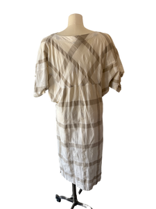Issey Miyake Plantation White with Tan Grid Dress