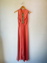 VIntage Coral Poly 1970s Maxi Dress