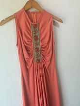VIntage Coral Poly 1970s Maxi Dress