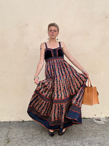 Vintage Gunne Sax Cabbage Rose Print Dress