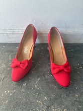 red i. magnin heels with bows