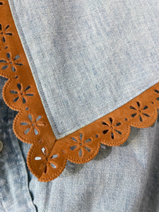 Norma Jean Reworked Polo Chambray Denim Crop Top