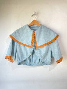 Norma Jean Reworked Polo Chambray Denim Crop Top
