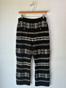 Chanel Coco Neige Black and White Knit Pants