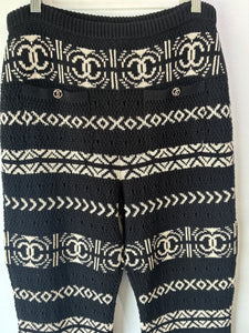 Chanel Coco Neige Black and White Knit Pants