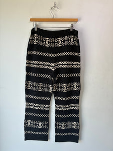Chanel Coco Neige Black and White Knit Pants
