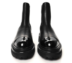 Chanel Black Platform Chelsea Boots Size 39