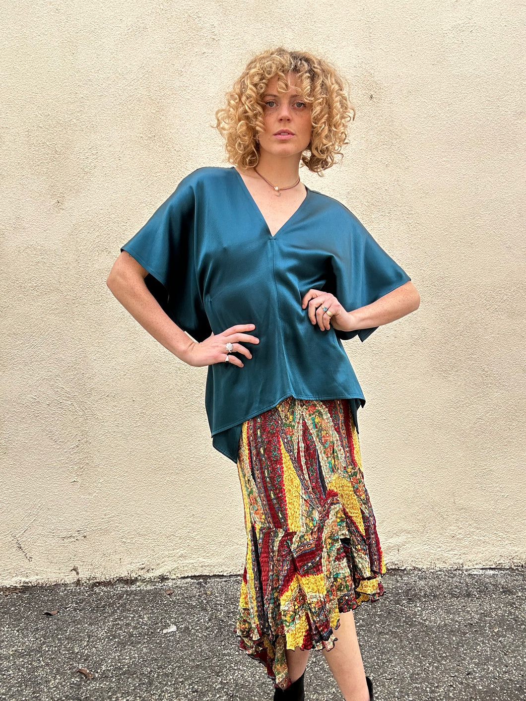 Sies Marjan Teal Silk Top