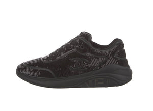 Chanel Black Sequin Low Top Sneakers Size 38.5