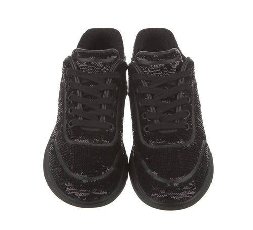 Chanel Black Sequin Low Top Sneakers Size 38.5
