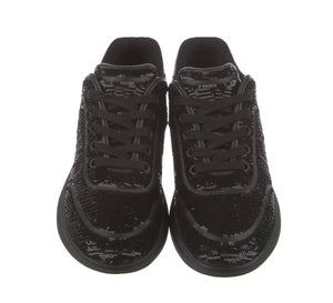 Chanel Black Sequin Low Top Sneakers Size 38.5