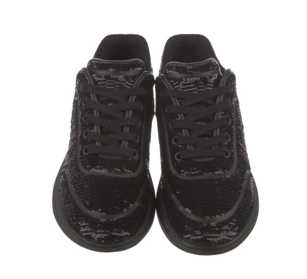 Chanel Black Sequin Low Top Sneakers Size 38.5
