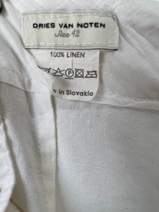 Dries van Noten White Linen Pants