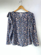 Rebecca Taylor Navy Floral Silk Blouse