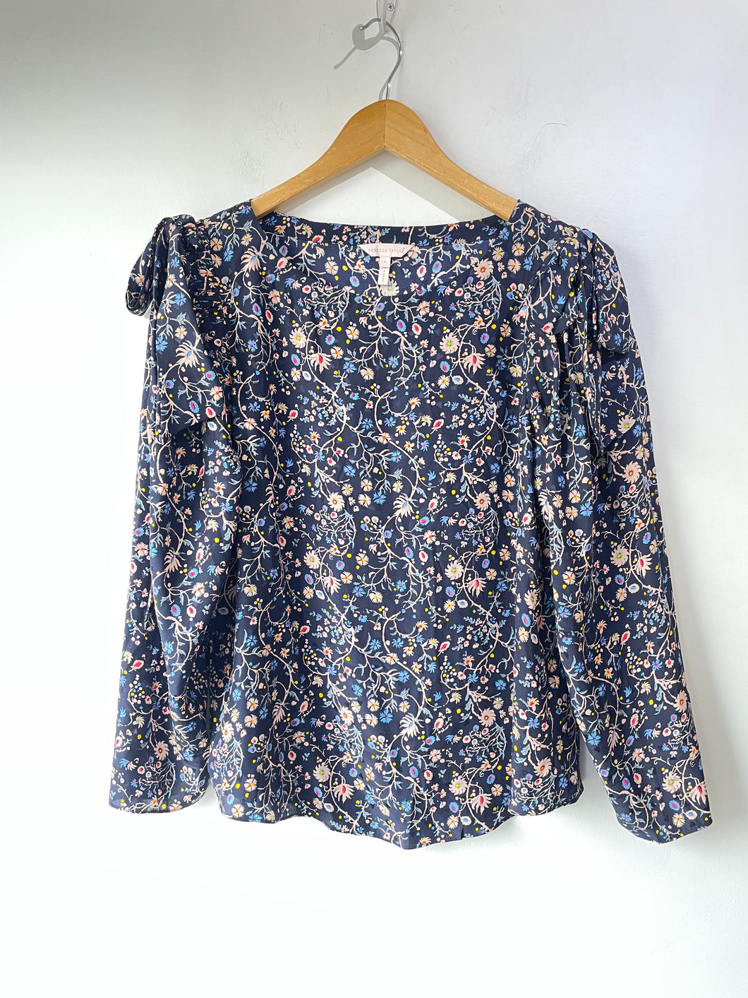 Rebecca Taylor Navy Floral Silk Blouse