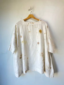 Aodress White Linen Pressed Flower Top