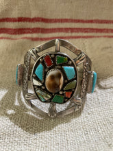 Francisco Gomez Signed Silver Turtle Multi Inlay Cuff