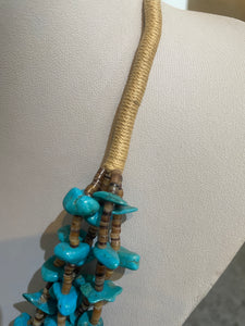 Vintage Turquoise Five-Stranded Long Necklace