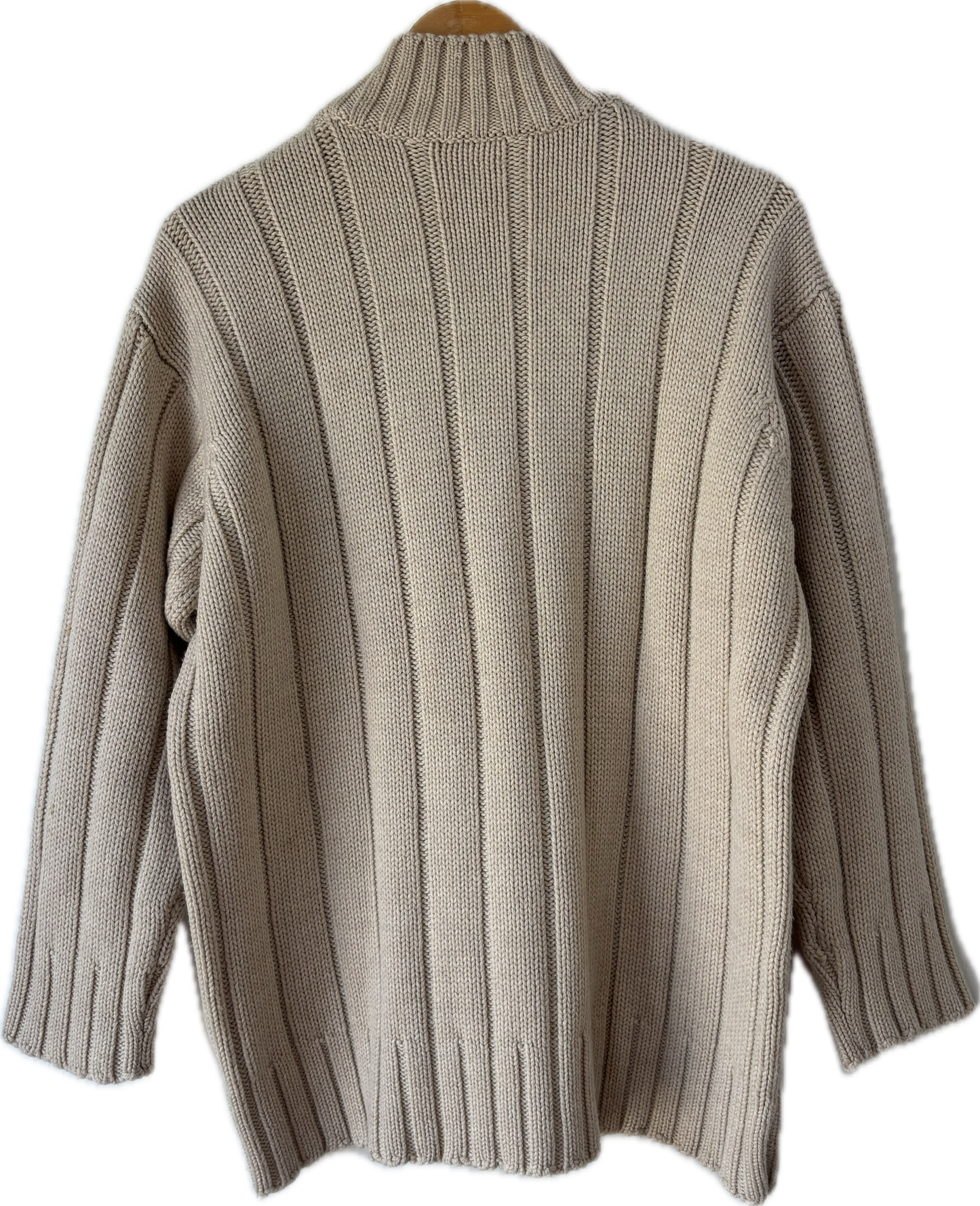 DKNY White Cable Knit Wool Sweater - The Curatorial Dept.
