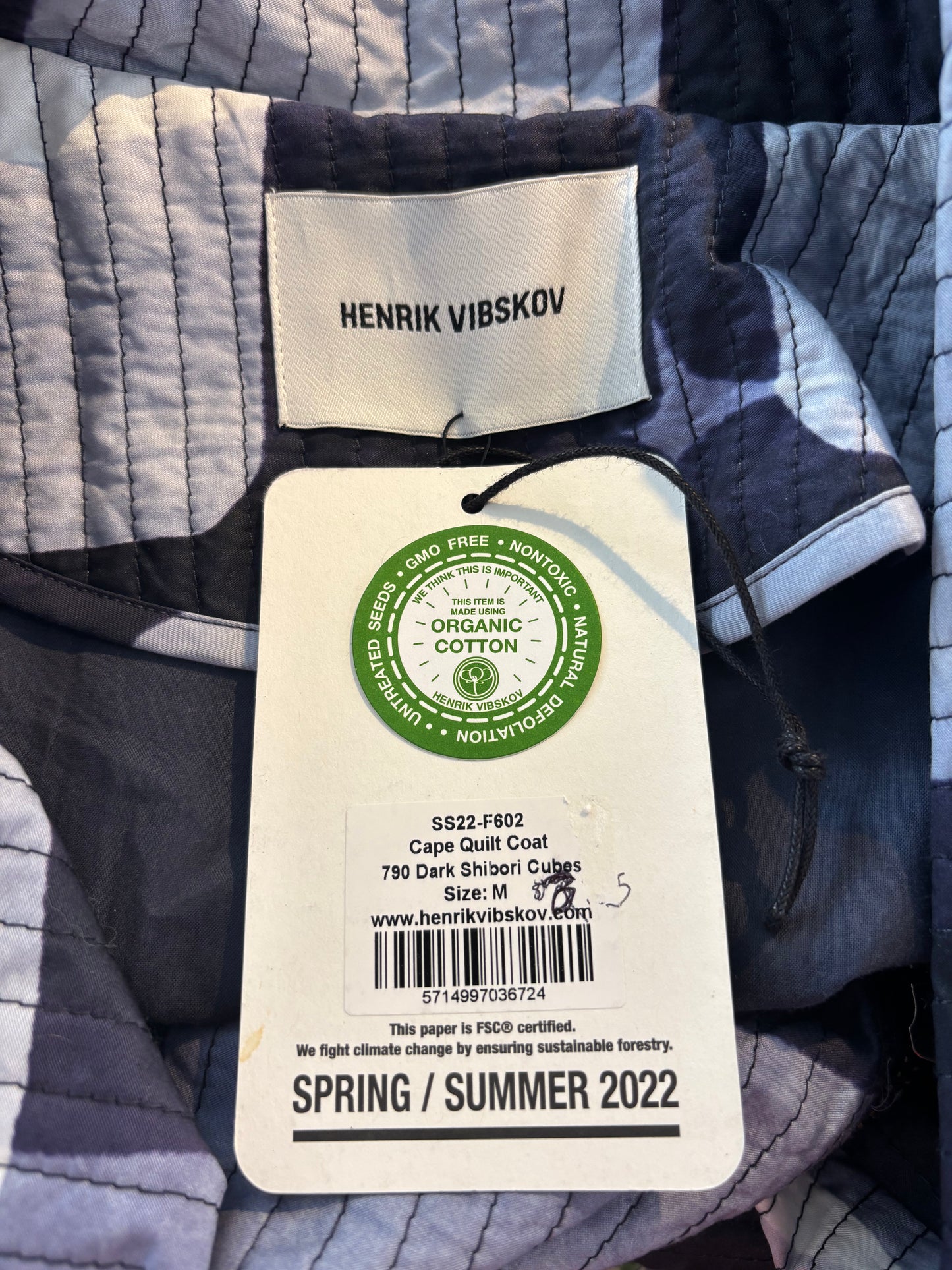 Henrik Vibskov Purple & White Shibori Quilted Cape Coat – The