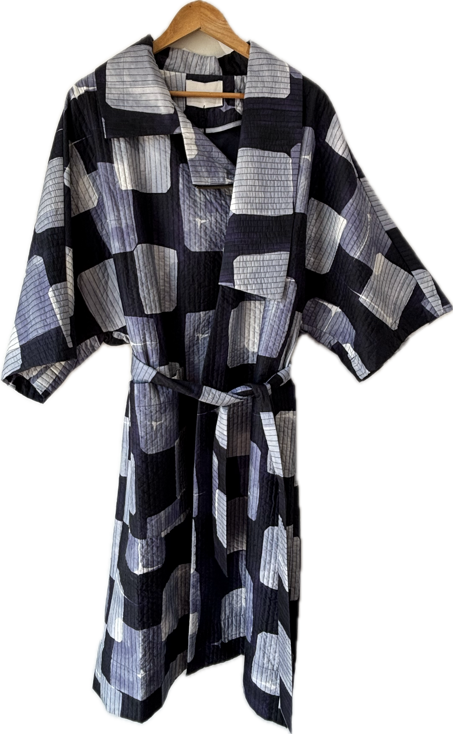 Henrik Vibskov Purple & White Shibori Quilted Cape Coat - The Curatorial Dept.