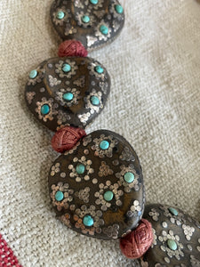 Silver and Turquoise Himalayan Woven Necklace