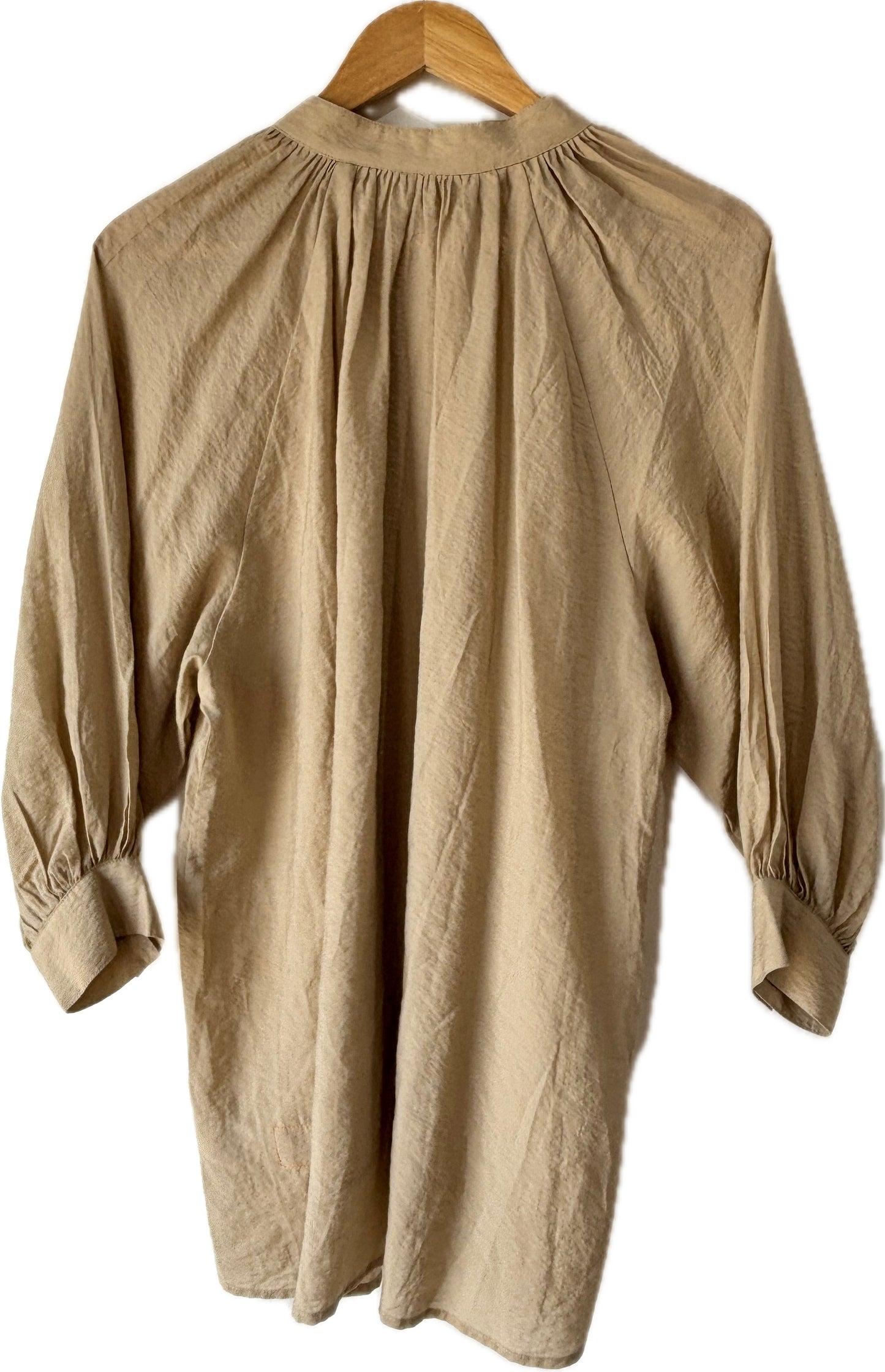 Fortela Beige Shirt with Faux Turquoise Buttons Size 38 - The Curatorial Dept.