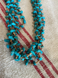 Vintage Turquoise Five-Stranded Long Necklace