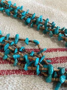 Vintage Turquoise Five-Stranded Long Necklace