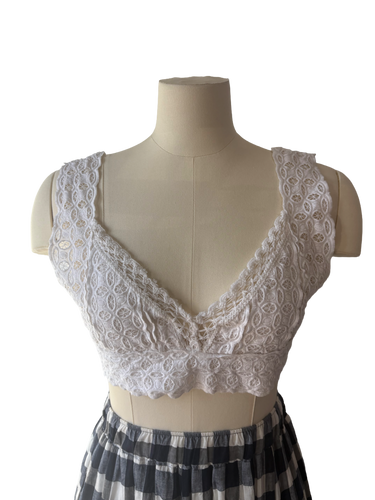 White Lace Eyelet Halter Top