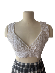 White Lace Eyelet Halter Top