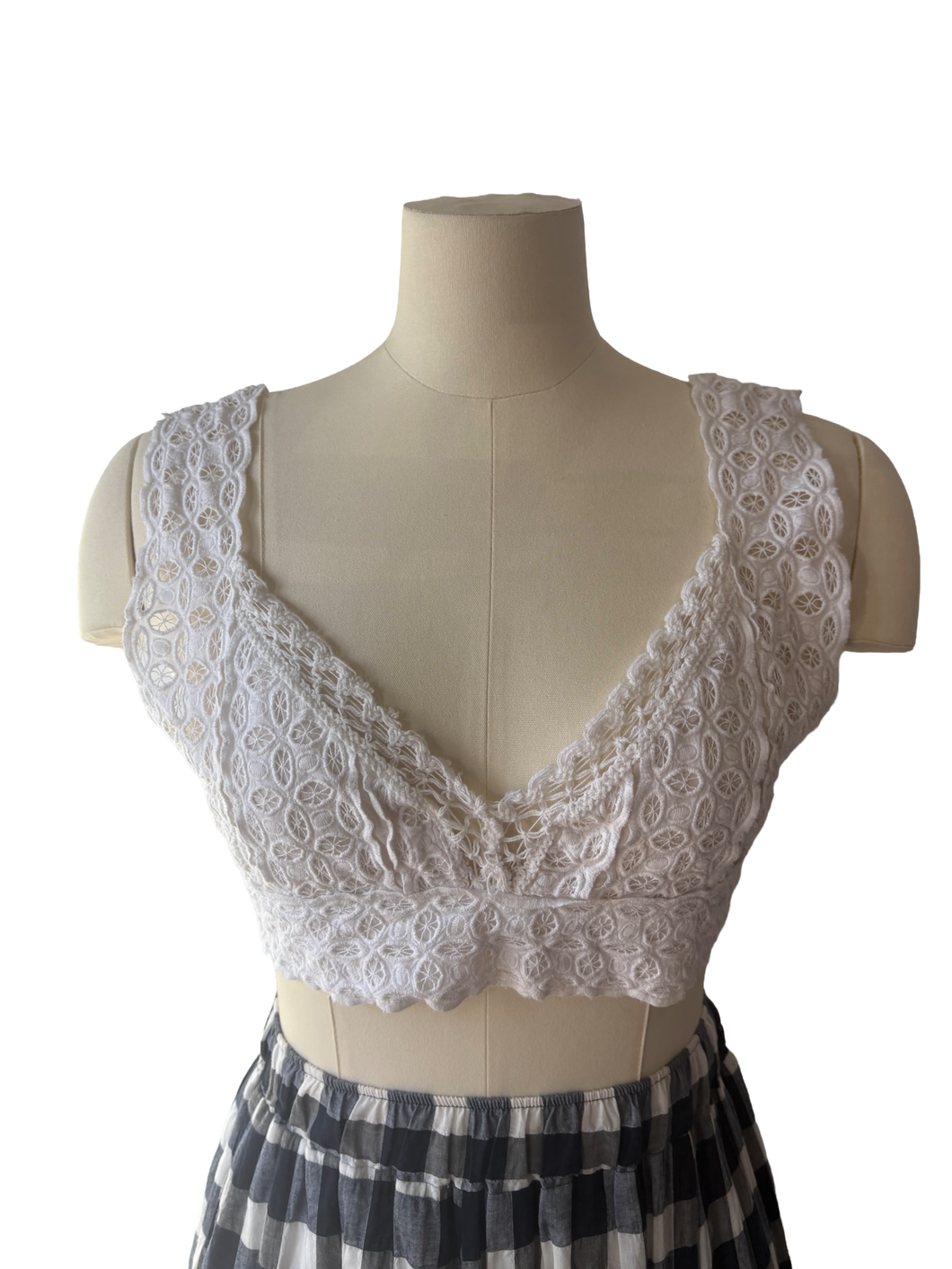 White Lace Eyelet Halter Top