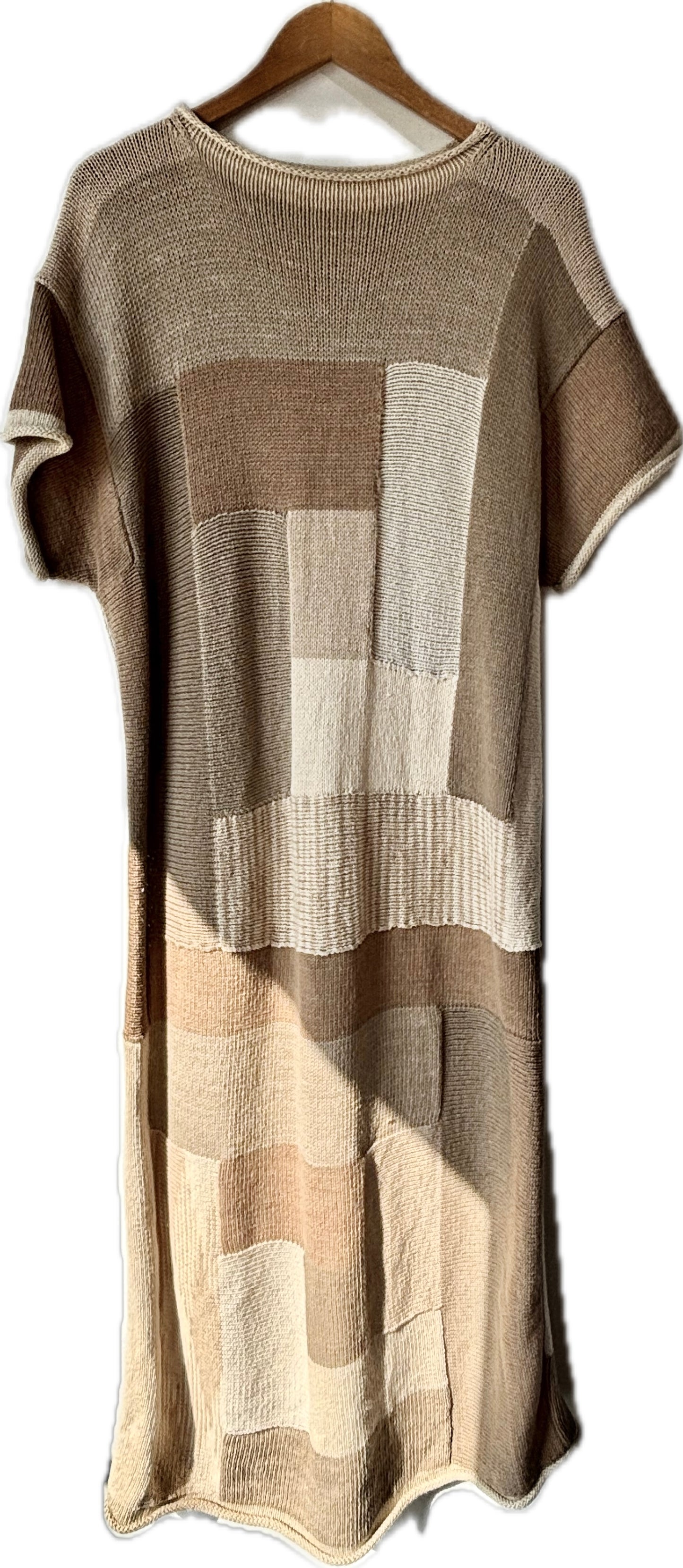 Lauren Manoogian Brown Patchwork Knit Dress - The Curatorial Dept.