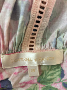 LoveShackFancy Pink Rose Floral Open Back Top
