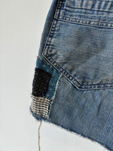 Vintage Distressed Patched Denim Shorts